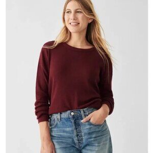 Faherty Legend Waffle Crew Neck Long Sleeve Shirt (Maroon / S)